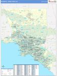 Los Angeles Orange County Wall Map Basic Style